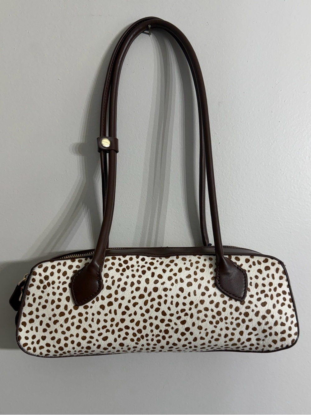 House of Harlow 1960 East West Brown & White Spotted Pattern Shoulder Bag